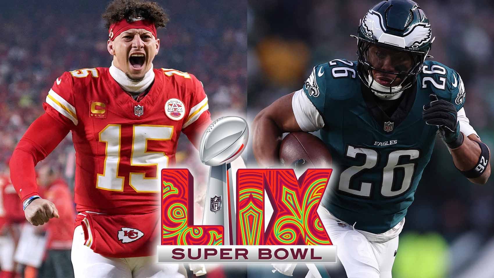 Patrick Mahomes y Jalen Hurts encabezan a Kansas City Chiefs y a Filadelfia Eagles en el Super Bowl LIX.