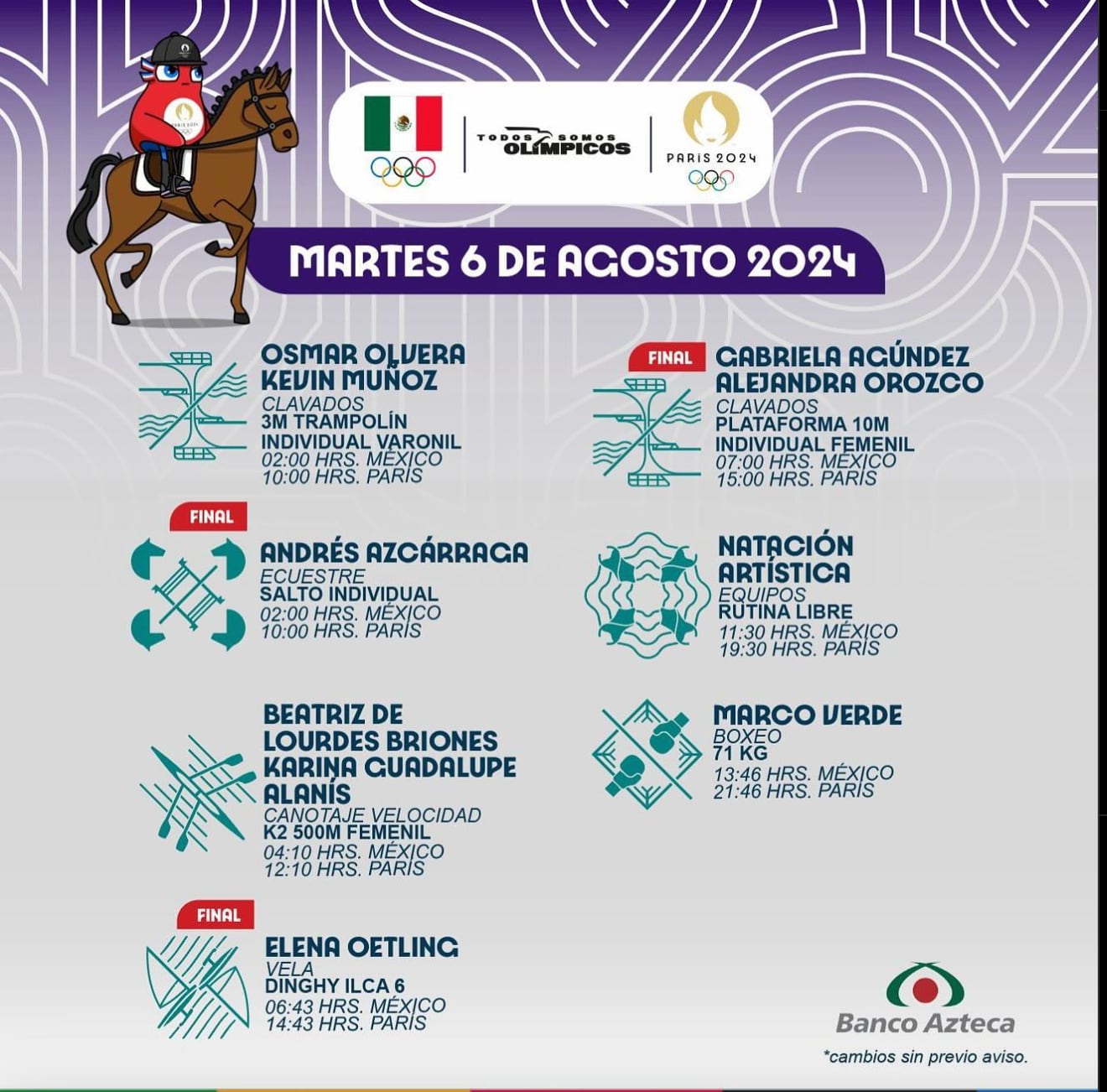 México en la actividad del martes 6 de agosto en París 2024. (Foto: X@com_mexico)