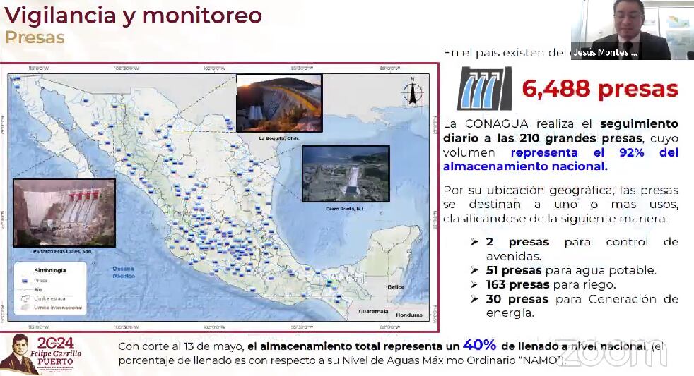Montes Ortiz, realiza el monitoreo y vigilancia de todas las presas de México.