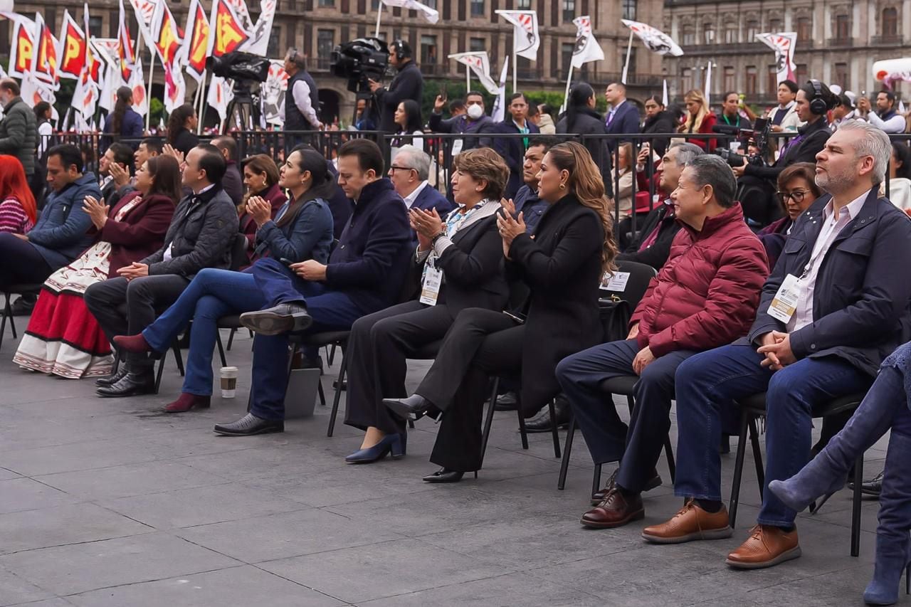 Delfina Gómez fue una de las gobernadoras invitadas en el evento 100 Días del Segundo Piso de la Cuarta Transformación