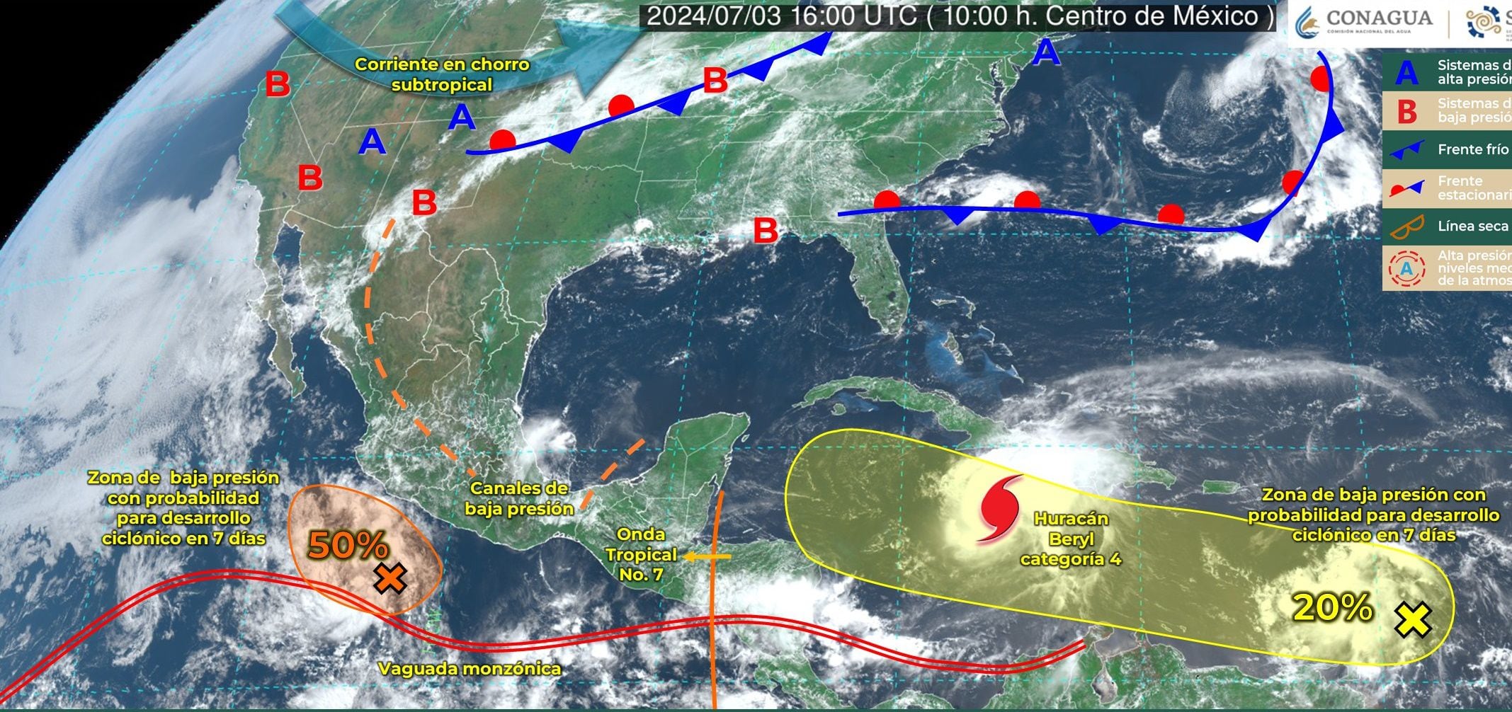 Huracán ‘Beryl’ no viene solo: Onda tropical 7 y canal de baja presión amenazan a la Península de Yucatán