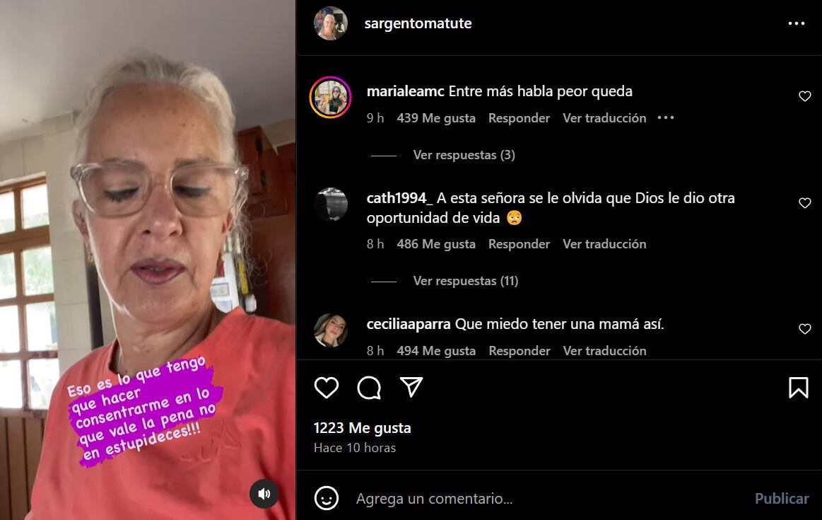 Publicación de Crista Montes, mamá de Gala Montes, en Instagram. (Foto: Captura de pantalla)