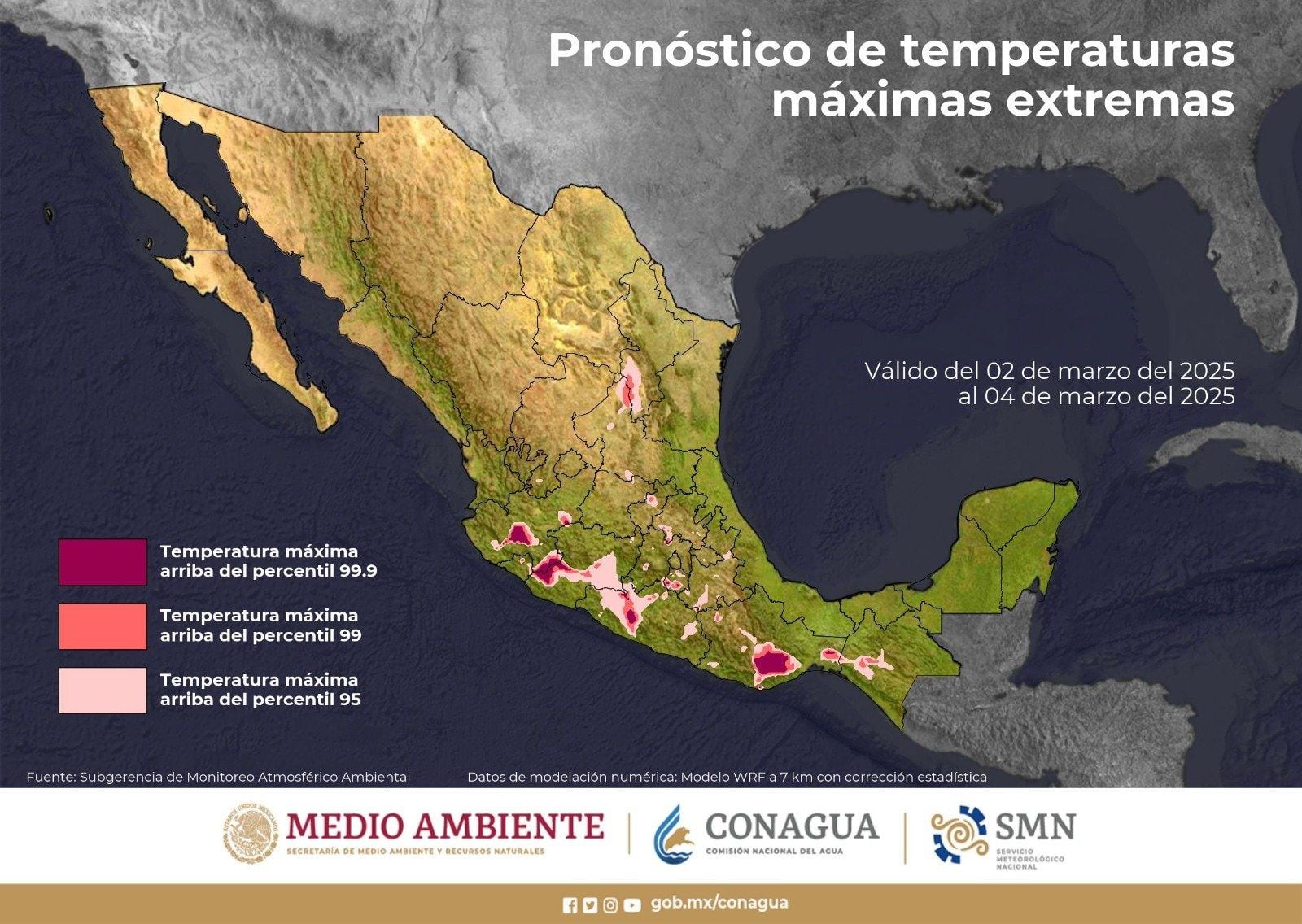 La primera ola de calor de este año comenzará en los estados del Bajío y el sur de México esta semana. Foto: @conagua_clima