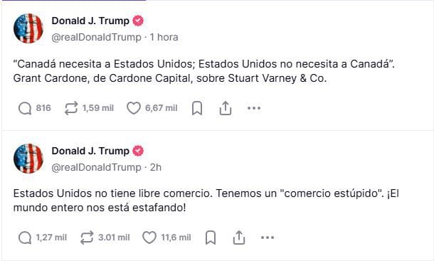 Trump aseguró en Truth Social que el mundo entero está estafando a EU.