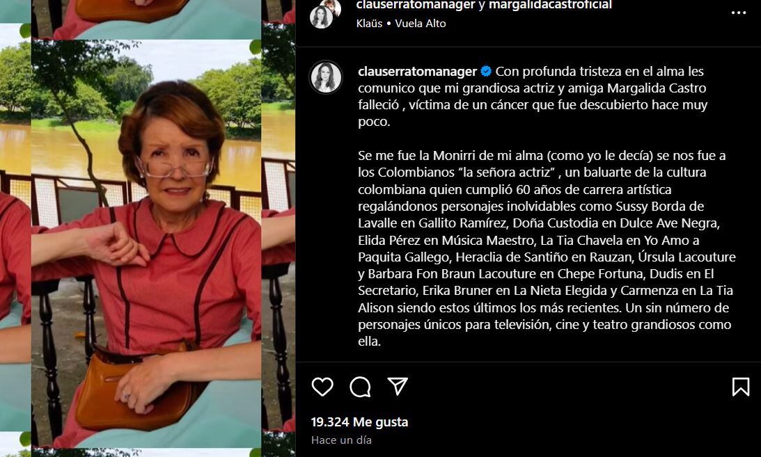 Publicación en el perfil de Margalida Castro. (Foto: Captura de pantalla)