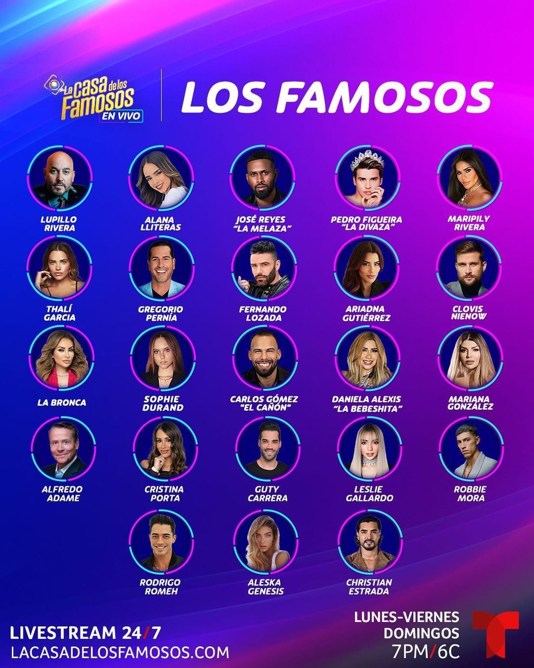 Original list of participants in 'La Casa de los Famosos'.  (Photo: Instagram / @lacasadelosfamosostlmd).