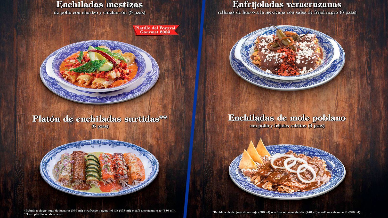 El Festival de enchiladas 2024 tiene nueve opciones para disfrutar. (Foto: Sanborns).