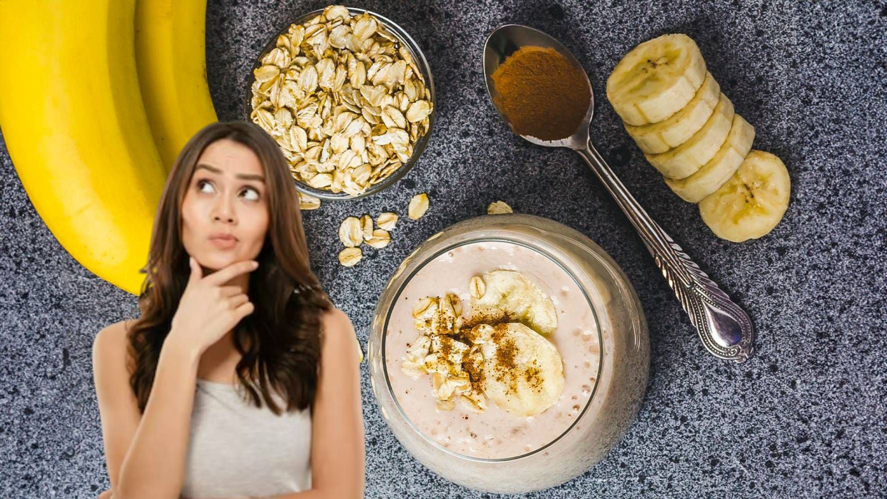 El licuado de plátano con avena y manzana es rico en nutrientes. (Foto: Especial El Financiero)