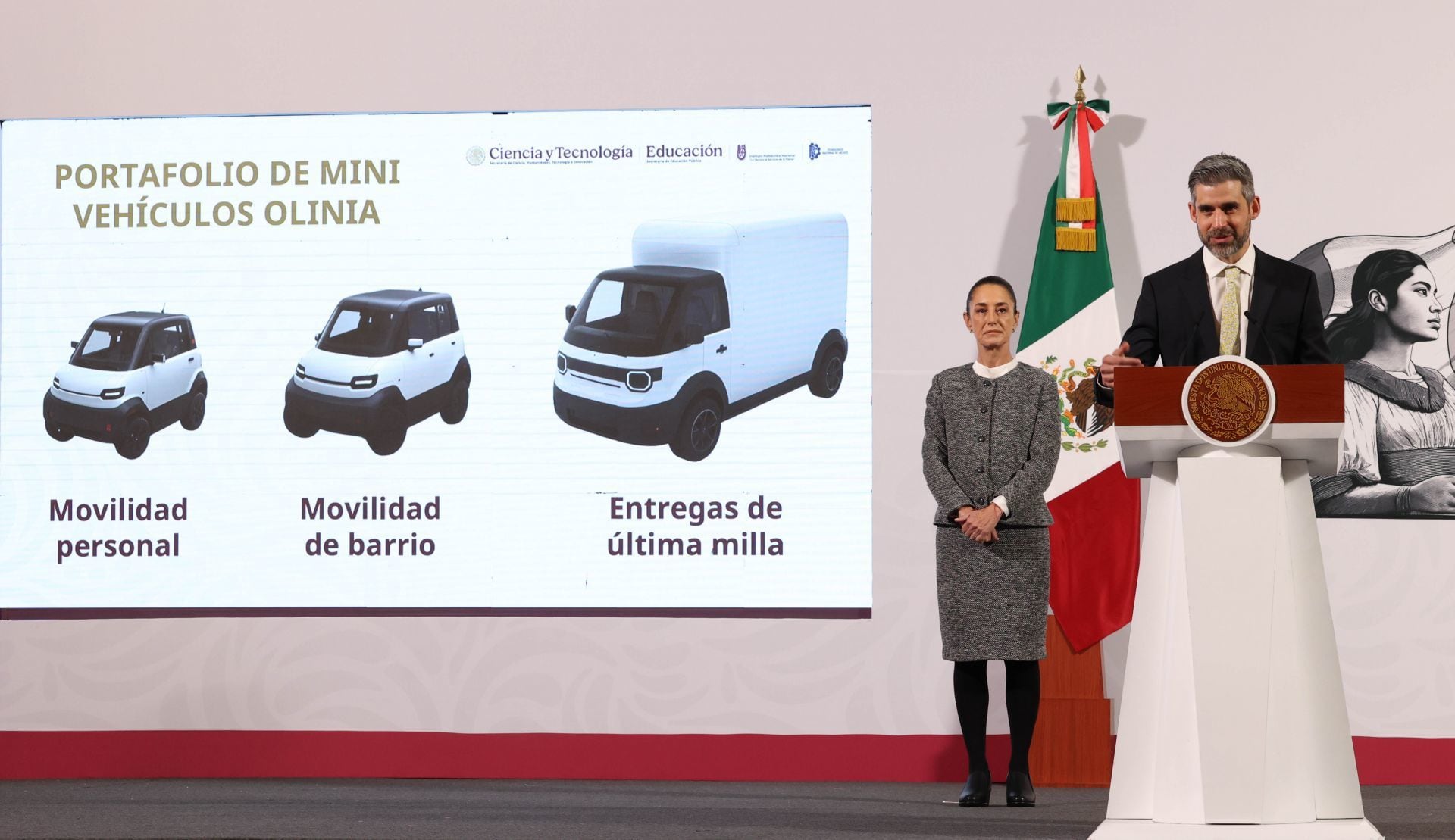 La presidenta Claudia Sheinbaum presentó el proyecto para la fabricación de carros eléctricos de Olinia.