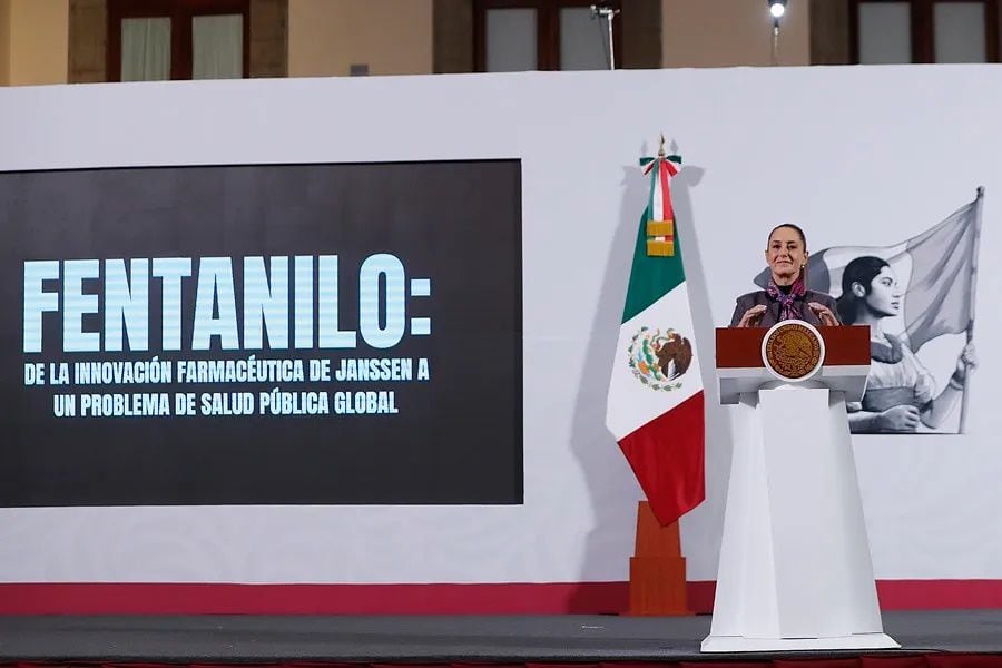 La campaña de Claudia Sheinbaum contra el fentanilo se presentó previo a la imposición y pausa de aranceles a México. Foto: EFE