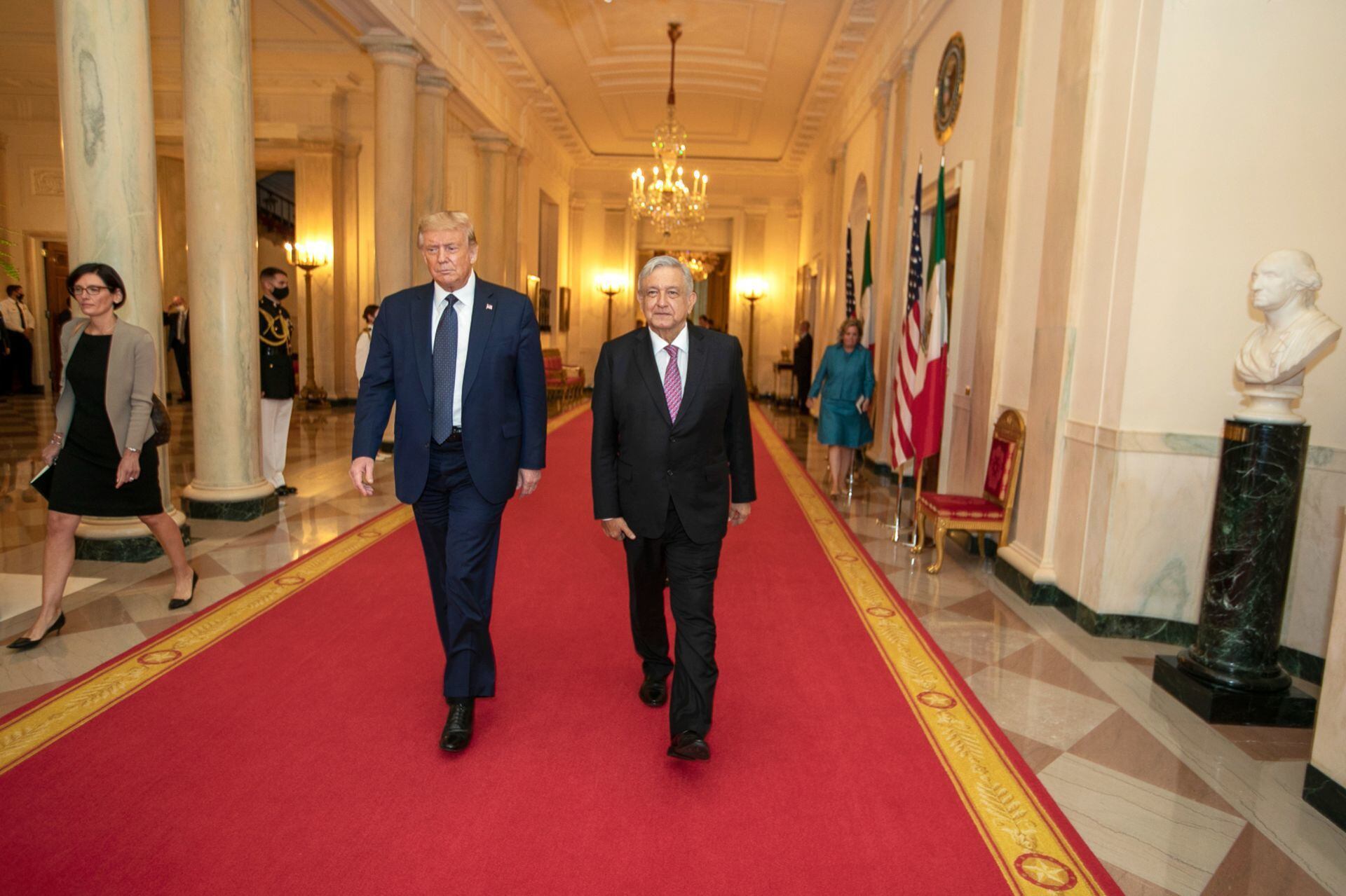 El presidente Trump ofreció una cena en la Casa Blanca en honor al López Obrador en julio de 2020.