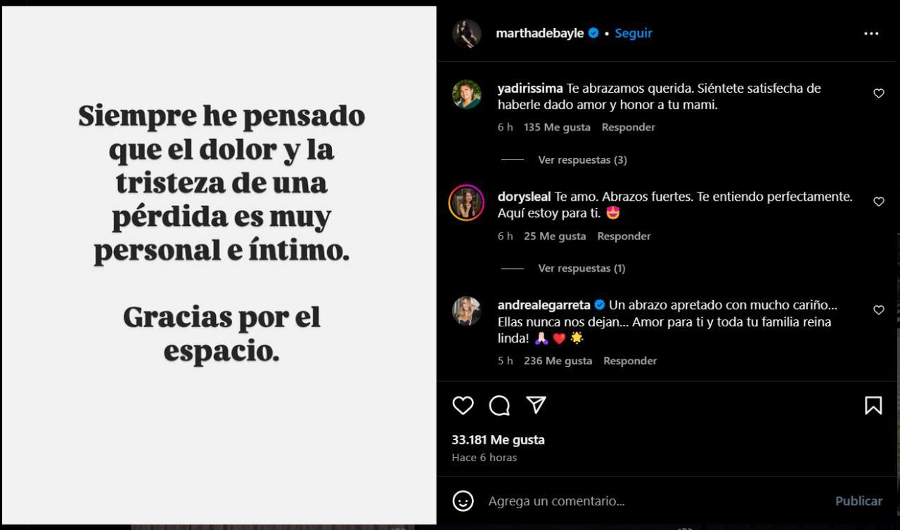 Publicación de Martha Debayle en Instagram. (Foto: Captura de pantalla)