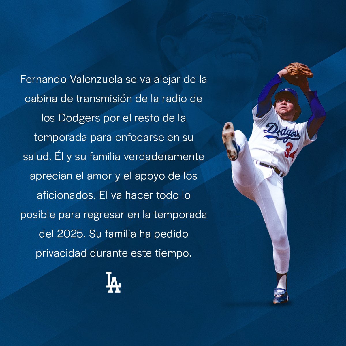 Los Dodgers lanzaron un comunicado sobre la salud de Fernando Valenzuela a inicios de octubre.