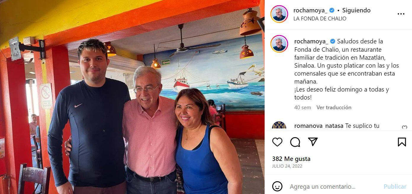 Rubén Rocha ha visitado la fonda en varias ocasiones. (Foto: Instagram / rochamoya_).