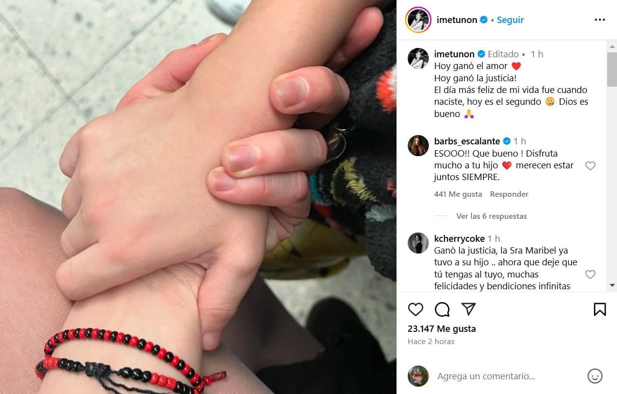 Imelda Tuñón compartió que recuperó a su hijo en sus redes sociales. (Foto: Captura de pantalla)