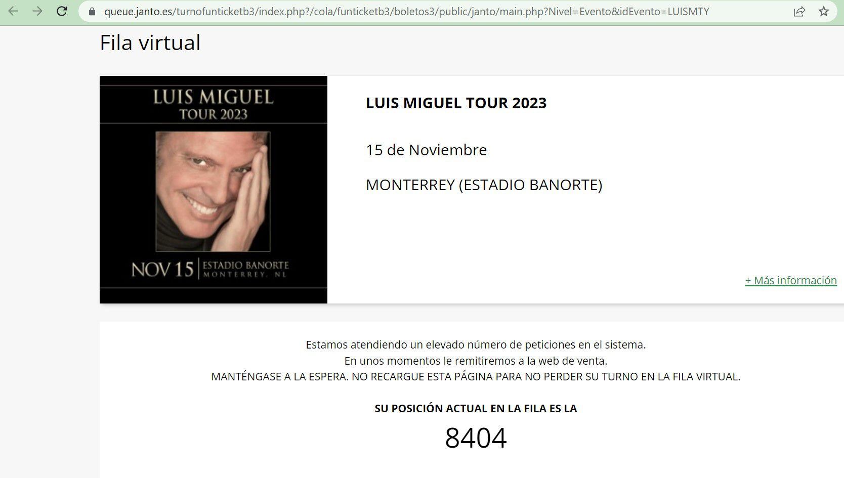 Fun Ticket es la plataforma en la que se obtienen los boletos para el concierto de Luis Miguel en Monterrey.