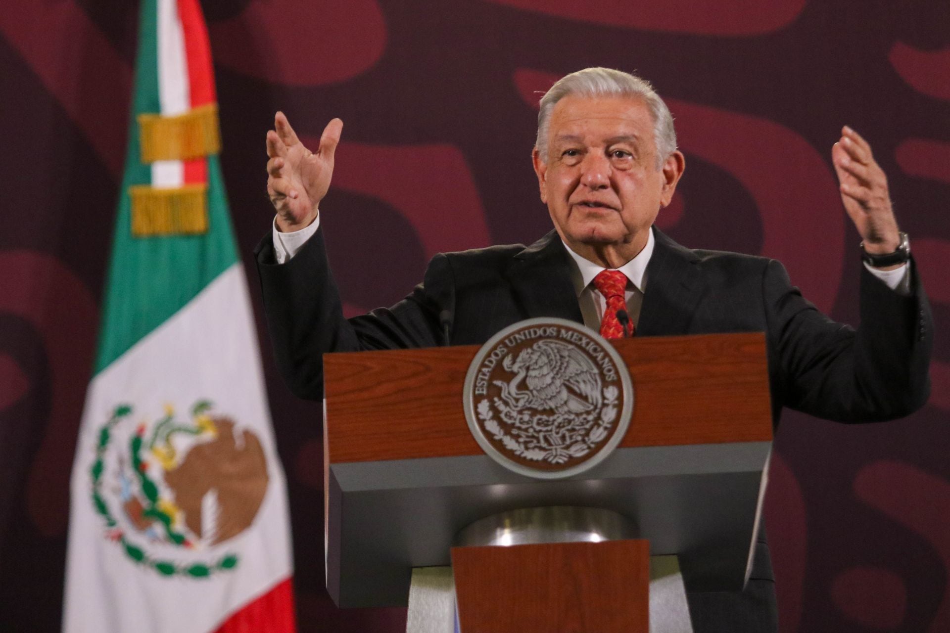 Andrés Manuel López Obrador, presidente de México, encabeza la mañanera en Palacio Nacional. FOTO: CUARTOSCURO.COM
