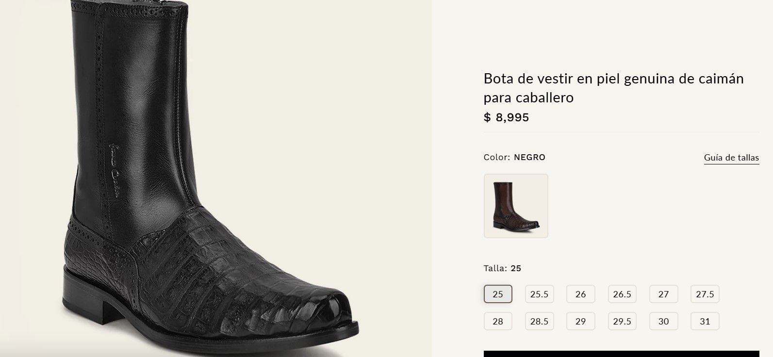 Las botas de piel de caimán que compró Sam Smith. (Foto: Capatería Cuadra)