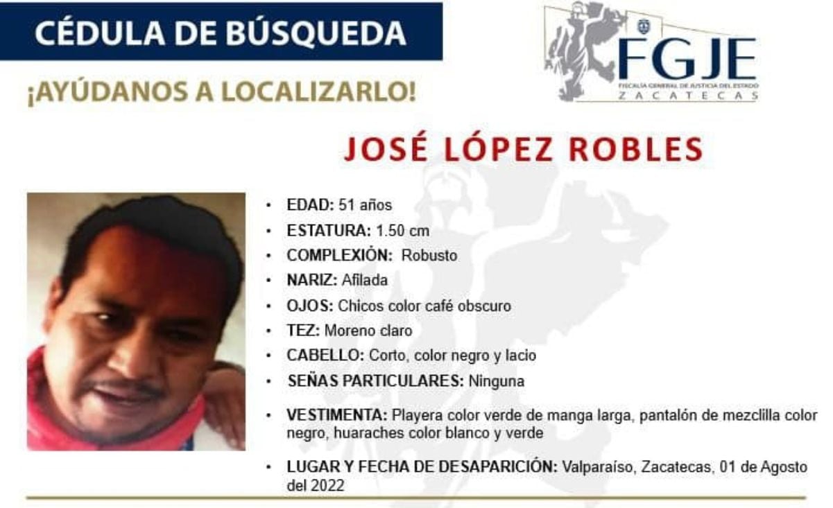 José López Robles fue reportado como desaparecido en 2022.