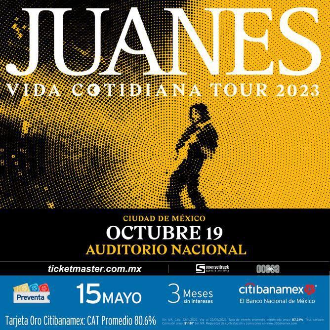 Juanes dará un concierto en el Auditorio Nacional en octubre de este 2023.