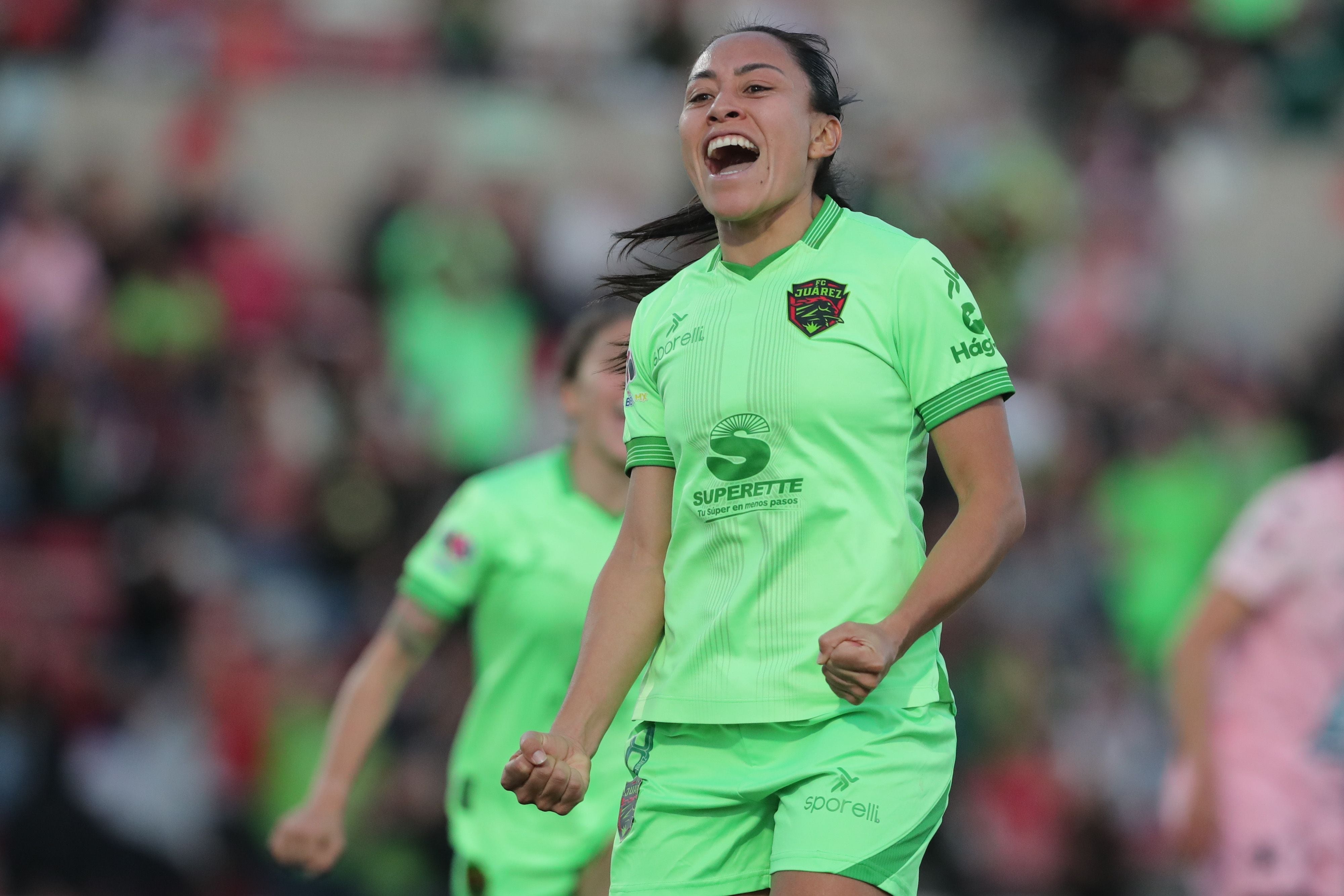 Liliana Mercado, de FC Juárez, celebra un gol de la Jornada 6 del Clausura 2025. (Foto: Mexsport)