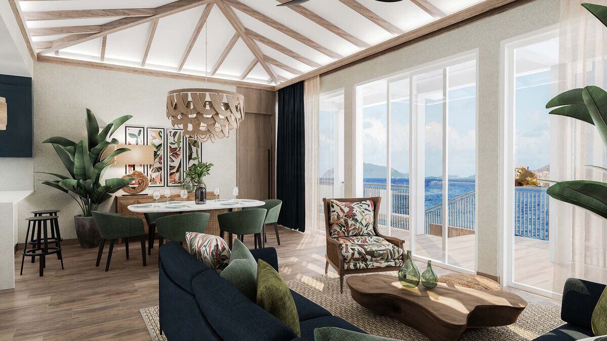 Una villa frente a la playa en el renovado Peter Island Resort, que reabrirá sus puertas en las Islas Vírgenes Británicas en octubre.  