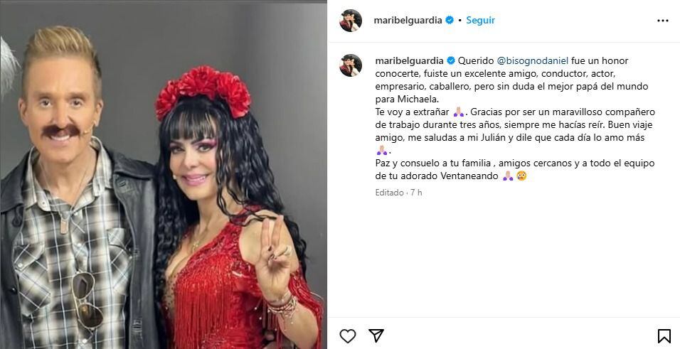 Maribel Guardia compartió un mensaje para Daniel Bisogno en redes sociales. (Foto: Captura de pantalla)