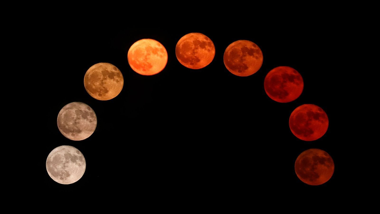 Durante las distintas fases del eclipse, la Luna pasará de tonos naranjas a rojizos. (Shutterstock)