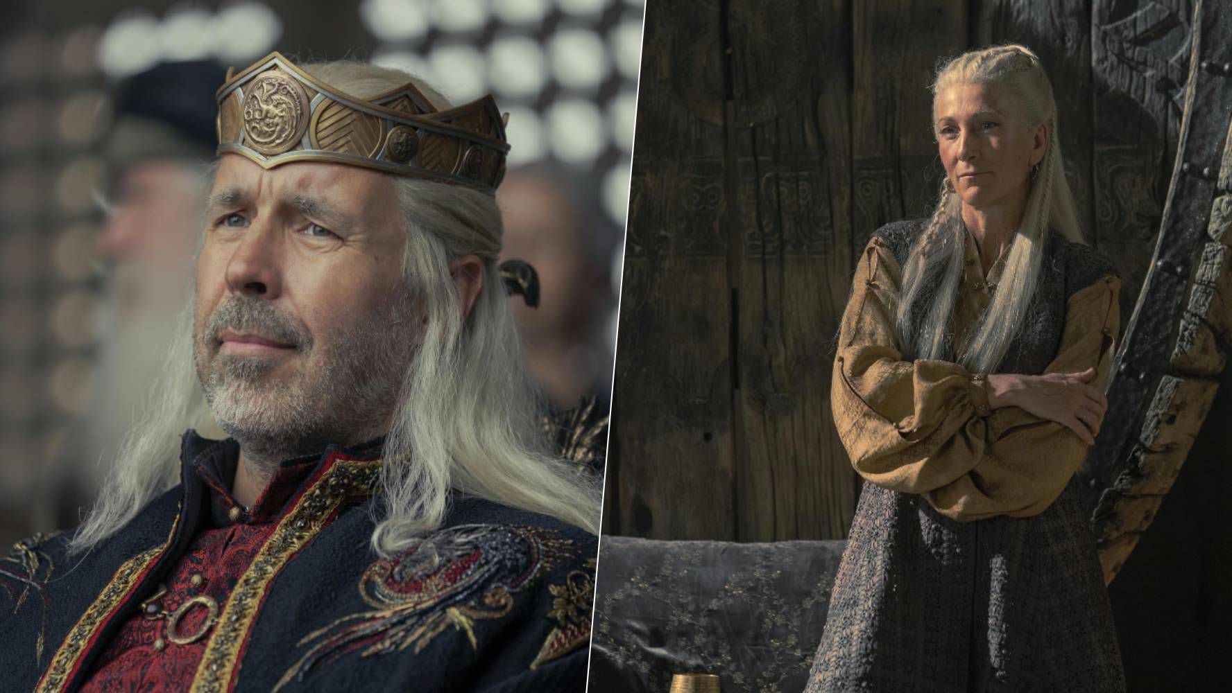 Viserys Targaryen (Paddy Considine) ganó el 'Trono de Hierro' a su prima Rhaenys Targaryen (Eve Best). (Fotos: IMDb).