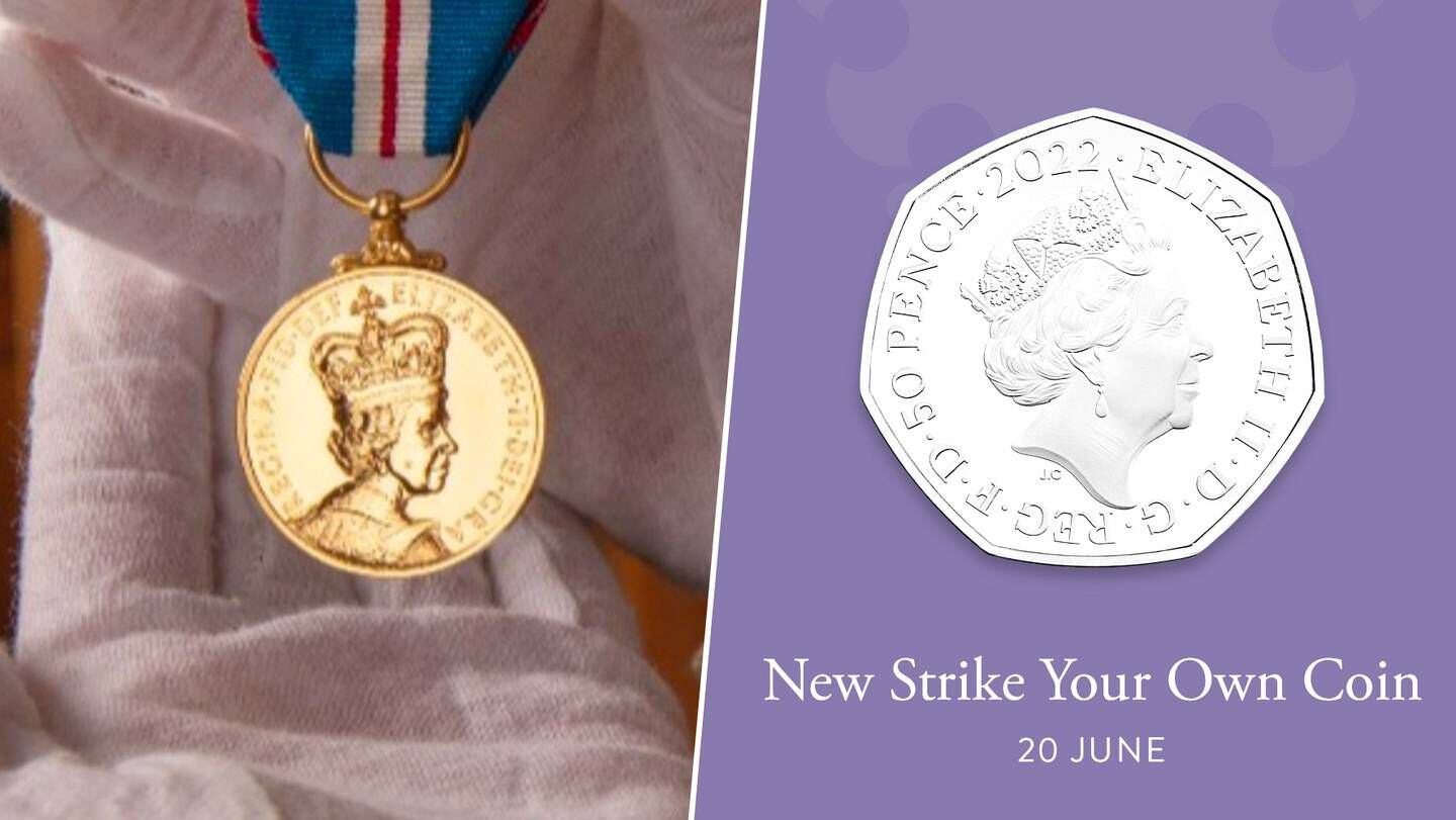 Las medallas y monedas, así como otros elementos, irán cambiando poco a poco con el rostro de Carlos III. (Foto: The Royal Mint)
