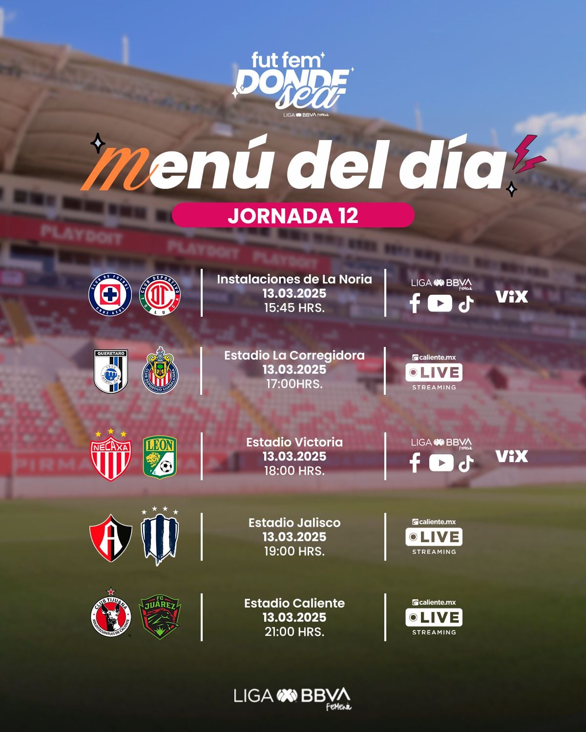 Estos son todos los partidos de la Liga MX Femenil que se jugarán hoy. (Foto: @LigaBBVAFemenil)