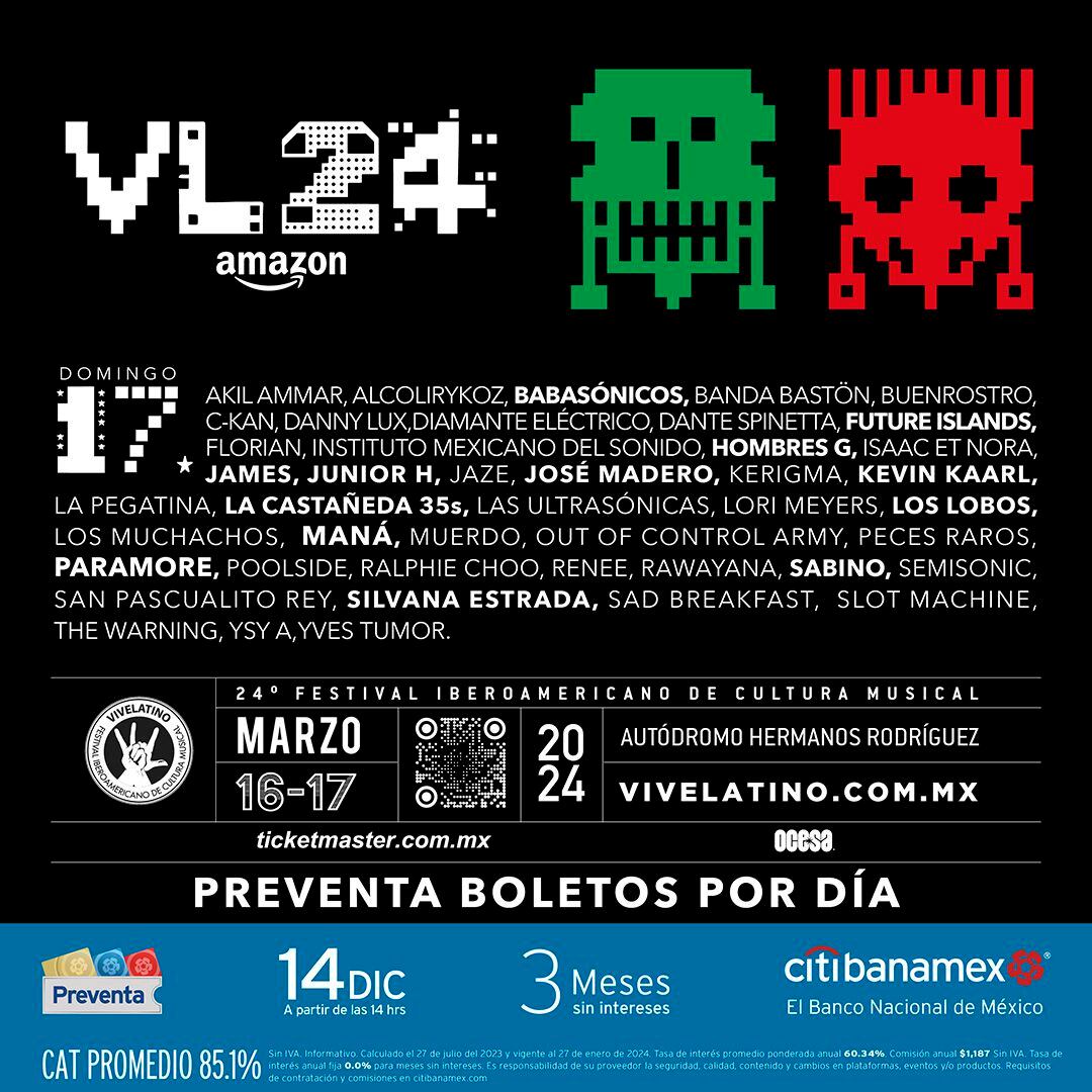 Cartel del Vive Latino 2024 para el 17 de marzo. (Foto: Ocesa)
