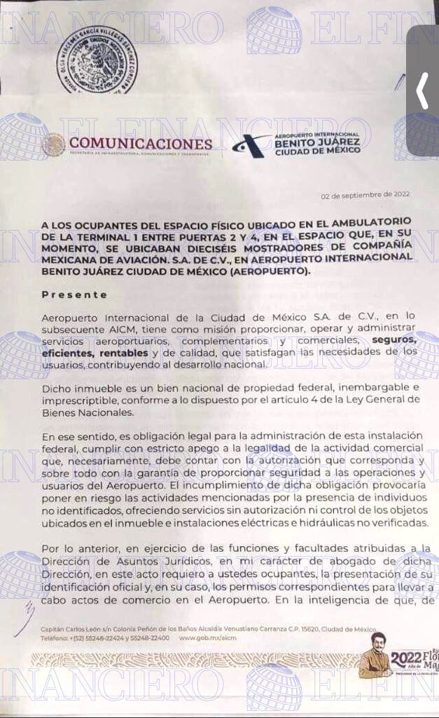 La orden para desalojar a trabajadores de Mexicana provino de notaría de Olga García, hija de Sánchez Cordero.