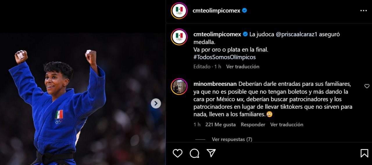 Publicación del Comité Olímpico Mexicano (COM) en Instagram. (Foto: Captura de pantalla)
