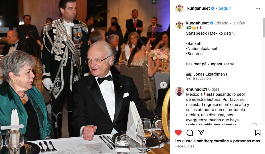 Funcionarios mexicanos asistieron a la cena que ofrecieron los reyes y la embajada de Suecia en su primera noche en CDMX. (Foto: instagram / @kungahuset).