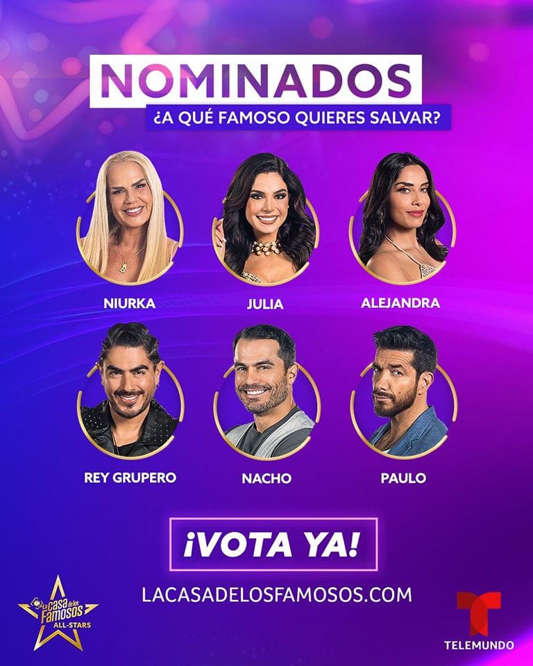 Nominados de 'La Casa de los Famosos All Stars en la semana 4. (Foto: Facebook @LaCasaDeLosFamososTLMD)