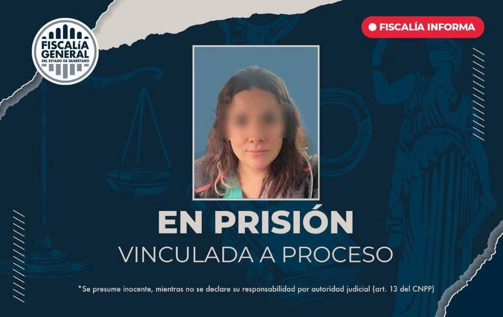 María de los Milagros 'N' fue detenida a finales de noviembre por las autoridades queretanas. [Fotografía. Fiscalía de Querétaro]