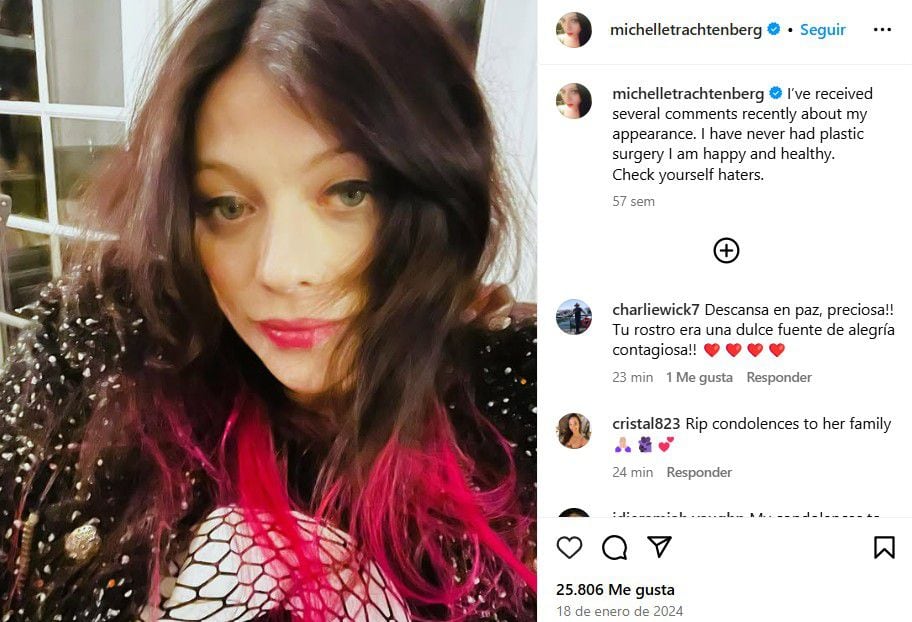 Michelle Trachtenberg aseguró estar bien de salud en enero de 2024. (Foto: Instagram)