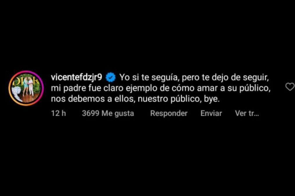 Vicente Fernández Jr. respondió a un posteo de Bad Bunny. (Instagram badbunnypr)