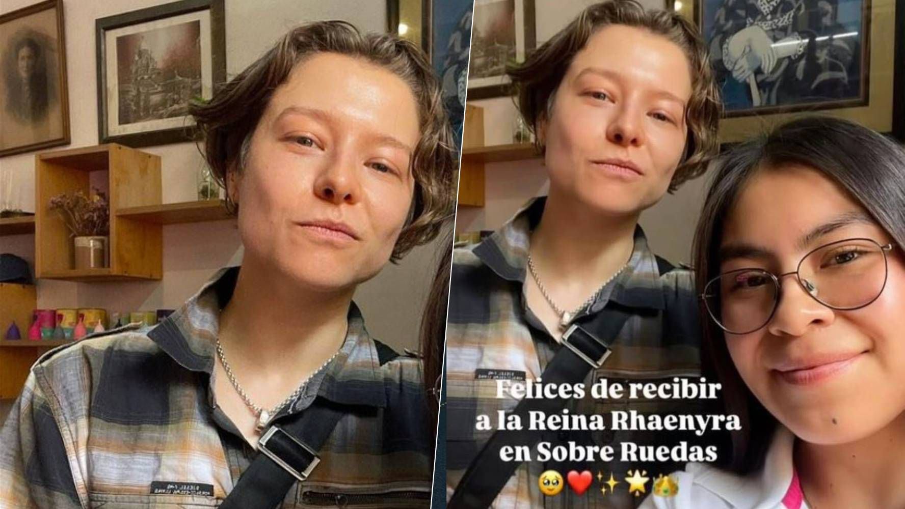 Emma D'Arcy esta de visita en Oaxaca y fue captada en una tienda de ropa de segunda mano en el centro de la ciudad. (Foto: Captura de pantalla Instagram @Sobreruedas.oax).