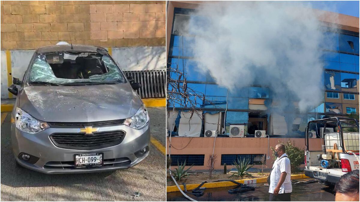 Normalistas de Ayotzinapa lanzan petardos al Palacio de Gobierno en Chilpancingo y queman autos