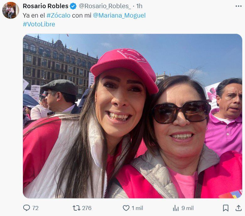 Rosario Robles en la Marcha por la Democracia 2024.