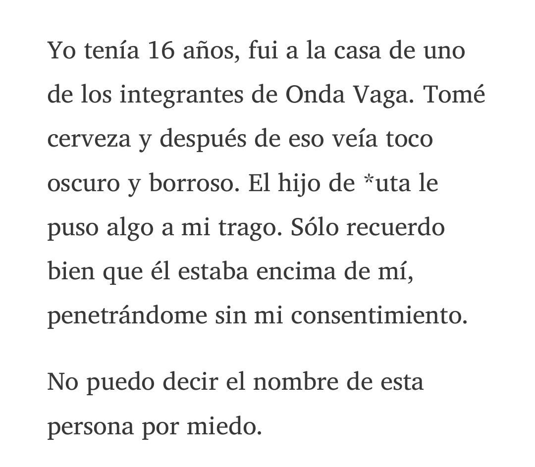 Testimonio de abuso sexual de la banda Onda Vaga.