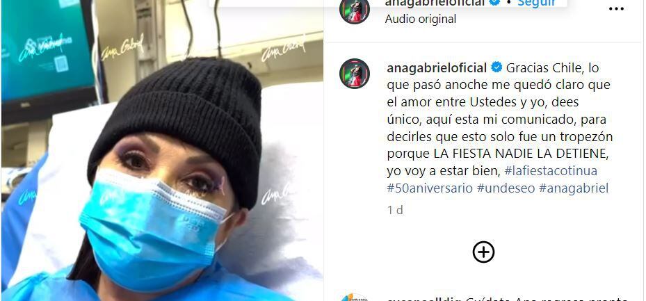 Ana Gabriel reveló su enfermedad desde el hospital. (Captura: Instagram @anagabrieloficial)
