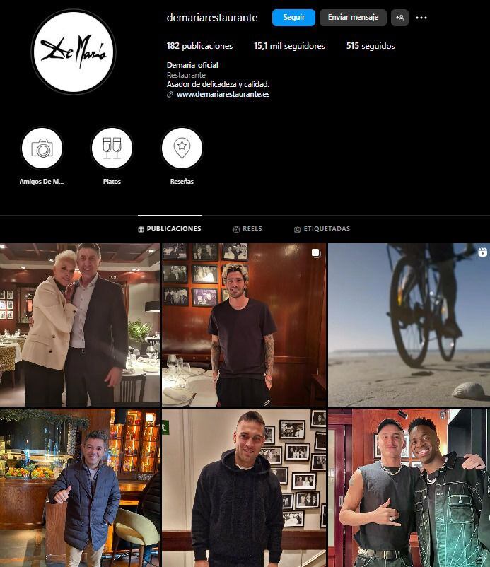 En su perfil de Instagram, el Restaurante De María comparte la visita de algunos famosos. (Foto: Captura de pantalla)