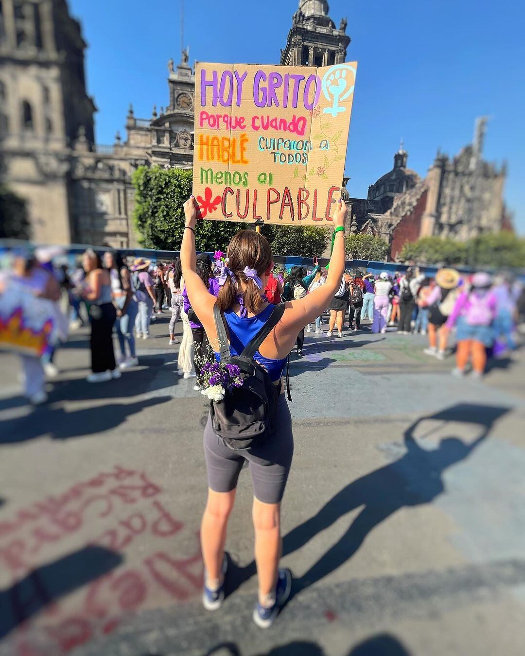 Alexa Hoffman durante la marcha del 8M este 2024. (Foto: Instagram @alexaa.hoffman)