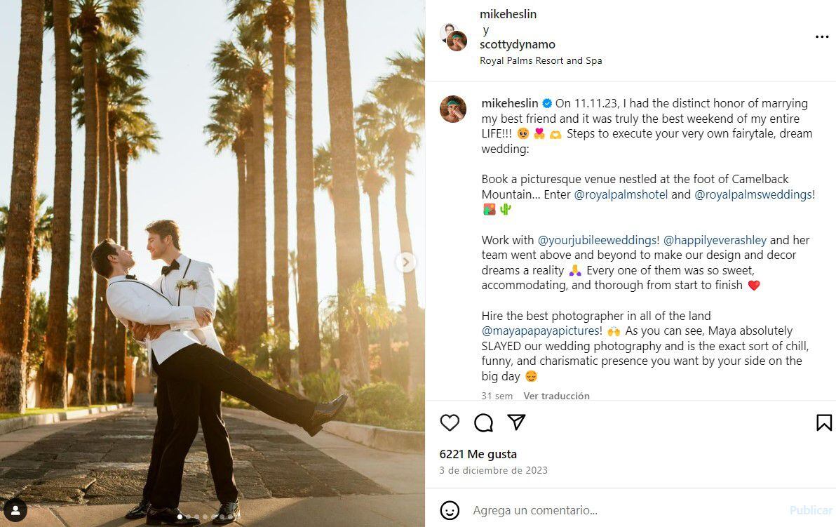 Scotty Dynamo y Mike Heslin se casaron en noviembre de 2023. (Foto: Captura de pantalla).