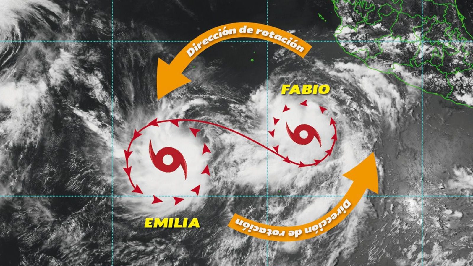 ‘Danza’ de tormentas en México: ¿Qué es el efecto Fujiwhara que ‘creó’ 4 ciclones en el Pacífico?