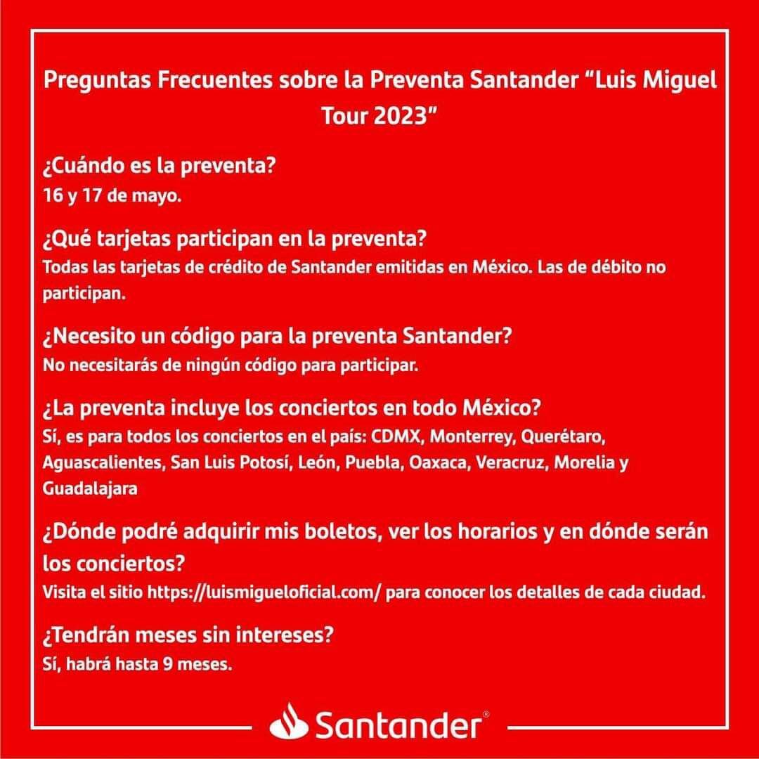 Preguntas frecuentes sobre preventa de Luis Miguel en México.