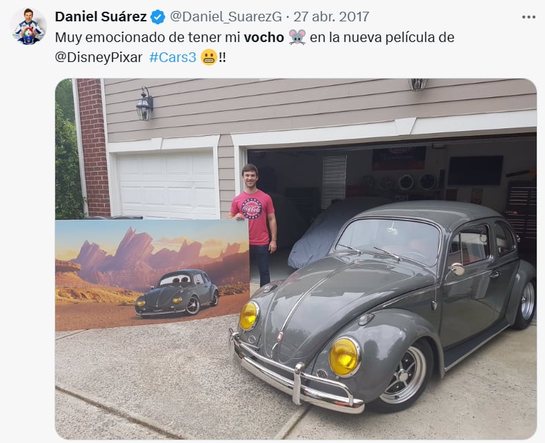 Daniel Suárez es aficionado a los vochos. (Foto: X @Daniel_SuarezG).